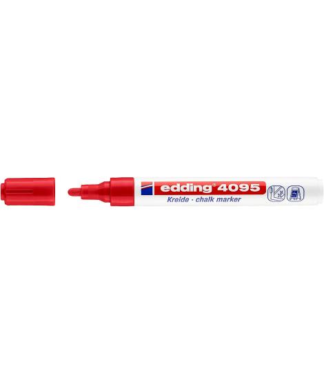 Edding 4095 Rotulador de Tiza Liquida - Punta Redonda - Trazo entre 2 y 3mm - Olor Neutro  - Color Rojo