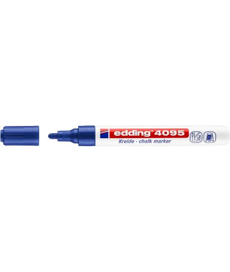 Edding 4095 Rotulador de Tiza Liquida - Punta Redonda - Trazo entre 2 y 3mm - Olor Neutro - Color Azul