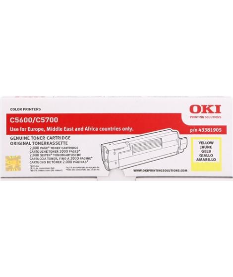 OKI C5600/C5700 Amarillo Cartucho de Toner Original - 43381905