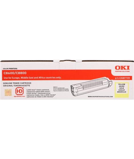 OKI C8600/C8800 Amarillo Cartucho de Toner Original - 43487709