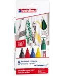 Edding 4500 Basicos Pack de 5 Rotuladores Permanentes para Textil - Punta Redonda - Trazo 2-3mm - Olor Neutro - Secado Rapido