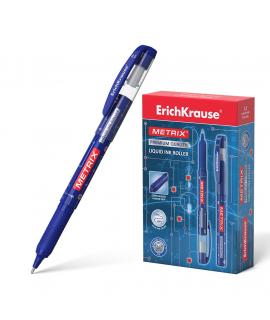 Erichkrause Metrix - Roller Clasico con Punta Normal - Cuerpo Ligero de Plastico - Tinta de Gel de Secado Rapido - Color Azul