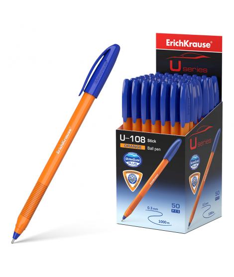 Erichkrause Boligrafo U-108 Naranja Stick - Ultra Glide Technology - Tinta Azul