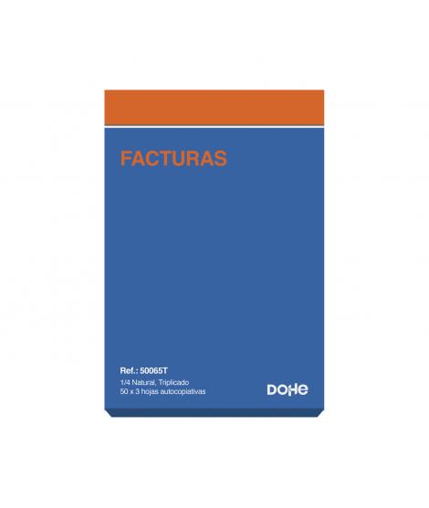 Dohe Talonario de Facturas - Cuarto Natural - 50x3 Hojas Autocopiativas - Triplicado