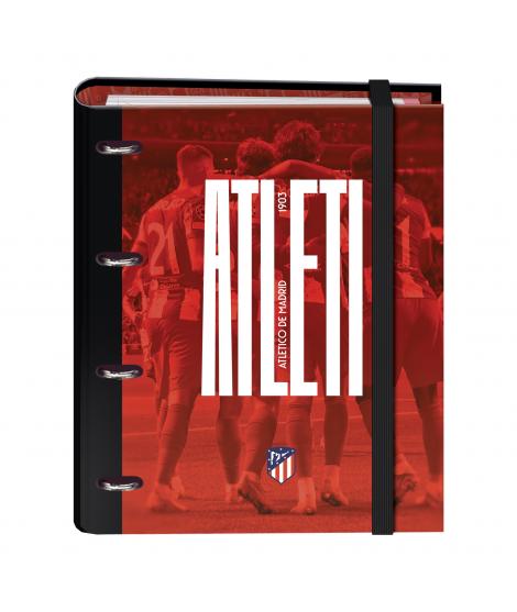 Dohe Atletico de Madrid Atleti Carpeta de 4 Anillas Formato A4 con Recambio de 100 Hojas - 4 Separadores de Colores - Cierre con