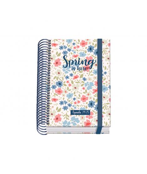 Dohe Spring Agenda Escolar Espiral A6 - Dia Pagina - Papel 70g/m2 - Cubierta de Carton Plastificado - Cierre de Goma Elastica