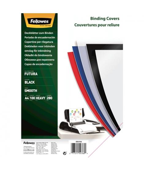 Fellowes Pack de 100 Portadas de Polipropileno A4 - 300 Micras - Muy Resistentes - Color Negro