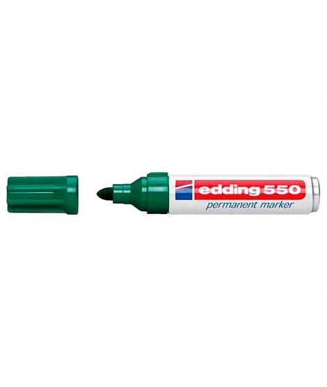 Edding 550 Rotulador Permanente - Punta Redonda - Trazo entre 3 y 4 mm. - Recargable - Secado Rapido - Color Verde