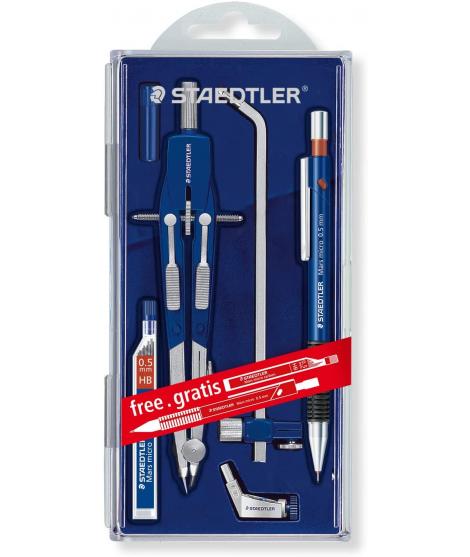 Staedtler Mars 552 02 Compas de Precision - Diametro Maximo 350mm - Compas de Aiuste Rapido - Patas Articuladas - Aguja Intercam