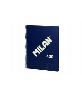 Milan Cuaderno Espiral Formato A4 Pautado 7mm - 80 Hojas de 95 grm2 - Microperforado, 4 Taladros - Color Azul Oscuro