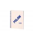 Milan Cuaderno Espiral Formato A4 Pautado 7mm - 80 Hojas de 95 grm2 - Microperforado, 4 Taladros - Color Beige