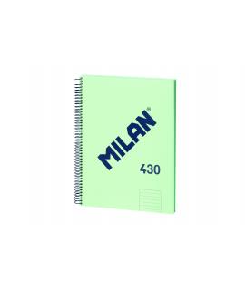 Milan Cuaderno Espiral Formato A4 Pautado 7mm - 80 Hojas de 95 grm2 - Microperforado, 4 Taladros - Color Verde