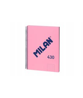 Milan Cuaderno Espiral Formato A4 Pautado 7mm - 80 Hojas de 95 grm2 - Microperforado, 4 Taladros - Color Rosa