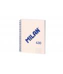 Milan Cuaderno Espiral Formato A4 Cuadricula 5x5mm - 80 Hojas de 95 grm2 - Microperforado, 4 Taladros - Color Beige