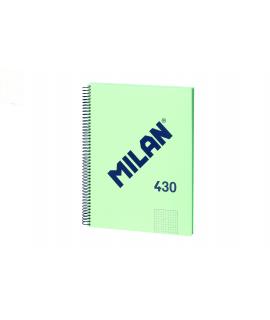 Milan Serie 1918 Cuaderno Espiral Formato A4 Cuadricula 5x5mm - 80 Hojas de 95 gr/m2 - Microperforado, 4 Taladros - Color Verde