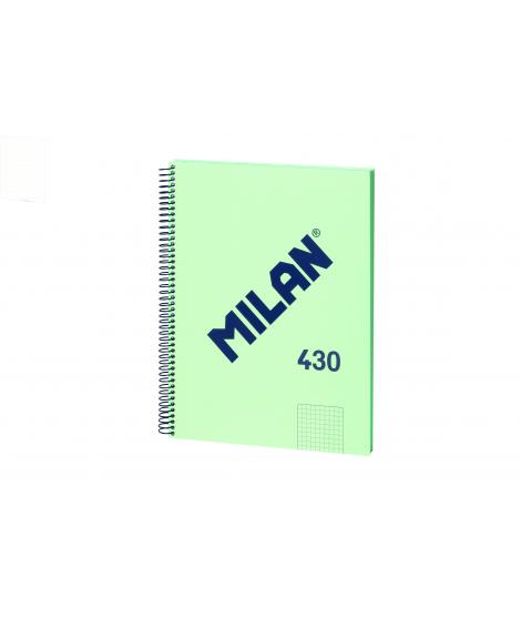 Milan Cuaderno Espiral Formato A4 Cuadricula 5x5mm - 80 Hojas de 95 grm2 - Microperforado, 4 Taladros - Color Verde