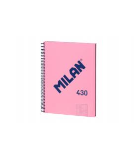 Milan Serie 1918 Cuaderno Espiral Formato A4 Cuadricula 5x5mm - 80 Hojas de 95 gr/m2 - Microperforado, 4 Taladros - Color Rosa