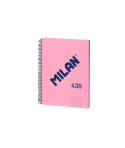 Milan Cuaderno Espiral Formato A4 Cuadricula 5x5mm - 80 Hojas de 95 grm2 - Microperforado, 4 Taladros - Color Rosa