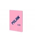 Milan Libreta Encolada Formato A4 Pautado 7mm - 48 Hojas de 95 grm2 - Microperforado - Tapa Blanda - Color Rosa