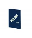 Milan Libreta Encolada Formato A4 Cuadricula 5x5mm - 48 Hojas de 95 gr/m2 - Microperforado - Tapa Blanda - Color Azul Oscuro