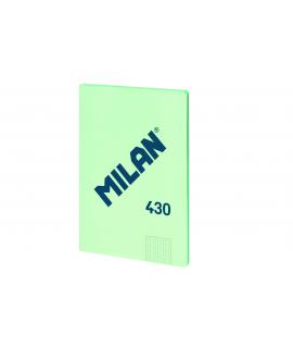 Milan Libreta Encolada Formato A4 Cuadricula 5x5mm - 48 Hojas de 95 grm2 - Microperforado - Tapa Blanda - Color Verde