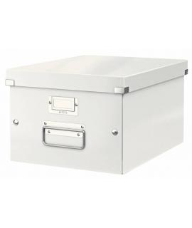 Leitz Caja Almacenaje Mediana Click & Store Wow - Montaje Rapido y Sencillo - Asas de Metal - Carton Blanco - Efecto Wow