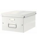 Leitz Click & Store WOW Caja Organizadora Mediana - Asas de Metal - 85% Carton Reciclado - Hasta 9kg de Capacidad - Color Blanco