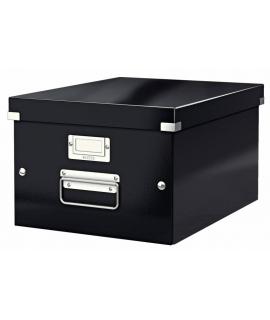 Leitz Caja Almacenaje Mediana Click & Store Wow - Montaje Rapido y Sencillo - Asas de Metal - Carton Negro - Efecto Wow