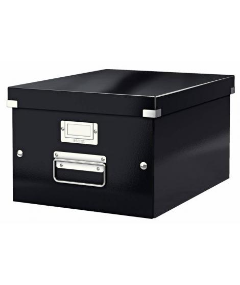 Leitz Caja Almacenaje Mediana Click & Store Wow - Montaje Rapido y Sencillo - Asas de Metal - Carton Negro - Efecto Wow