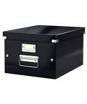 Leitz Click & Store WOW Caja Organizadora Mediana - Asas de Metal - 85% Carton Reciclado - Hasta 9kg de Capacidad - Color Negro