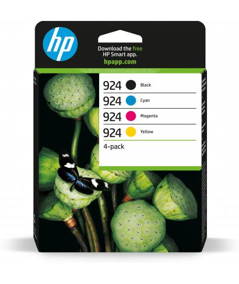 HP 924 Pack de 4 Cartuchos de Tinta Original Negro, Amarillo, Magenta y Cyan - 6C3Z1NE