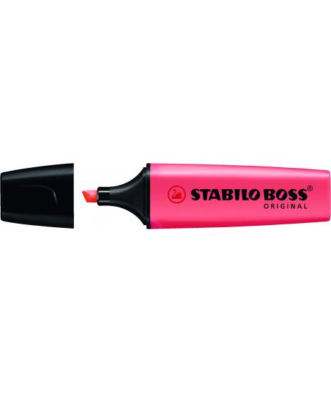 Stabilo Boss 70 Rotulador Marcador Fluorescente - Trazo entre 2 y 5mm - Recargable - Tinta con Base de Agua - Color Rojo Fluores