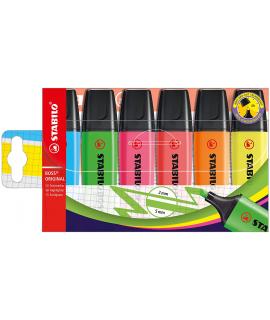 Stabilo Boss 70 Pack de 6 Marcadores Fluorescentes - Trazo entre 2 y 5mm - Recargable - Tinta con Base de Agua - Colores Surtido