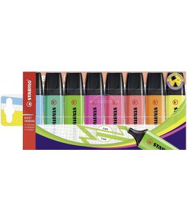 Stabilo Boss 70 Pack de 8 Marcadores Fluorescentes - Trazo entre 2 y 5mm - Recargable - Tinta con Base de Agua - Colores Surtido