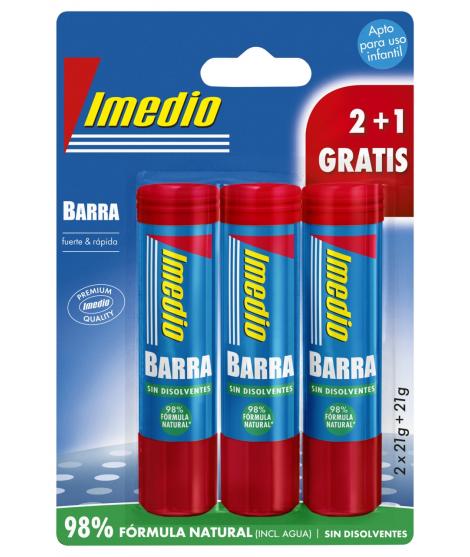 Imedio Pack de 3 Barras de Pegamento de 21grs - Sin Disolventes - Lavable - Apto para Uso Escolar