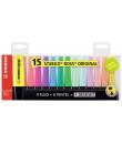 Stabilo Boss 70 Pack de 15 Marcadores Fluorescente - Trazo entre 2 y 5mm - Recargable - Tinta con Base de Agua - Colores Surtido