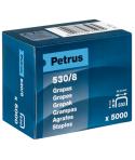 Petrus Caja de 5000 Grapas 530/8 Cobreadas para Clavadora - Patilla de 8mm