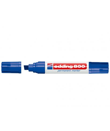 Edding 800 Rotulador Permanente - Punta Biselada - Trazo entre 4 y 12 mm. - Recargable - Secado Instantaneo - Color Azul