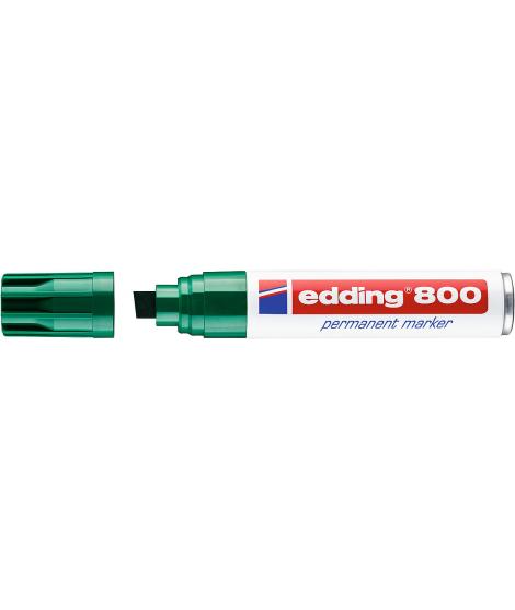 Edding 800 Rotulador Permanente - Punta Biselada - Trazo entre 4 y 12 mm. - Recargable - Secado Instantaneo - Color Verde