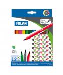 Milan Pack de 12 Rotuladores - Punta Fina de 2mm - Tinta al Agua - Lavable - Colores Surtidos