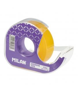 Milan Cinta Adhesiva Transparente con Dispensador - Medidas 19mm x 33m - Color Amarillo Transparente