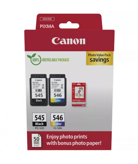 Canon PG-545/CL-546 Pack de 2 Cartuchos de Tinta Originales + 50 Hojas de Papel Fotografico - 8287B008