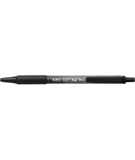 Bic Soft Feel Boligrafo Retractil - Punta Media de 1mm - Cuerpo Translucido con Grip - Color Negro