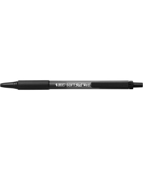 Bic Soft Feel Boligrafo Retractil - Punta Media de 1mm - Cuerpo Translucido con Grip - Color Negro