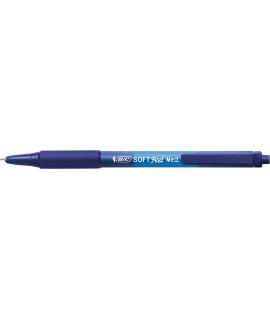 Bic Soft Feel Boligrafo Retractil - Punta Media de 1mm - Cuerpo Translucido con Grip - Color Azul