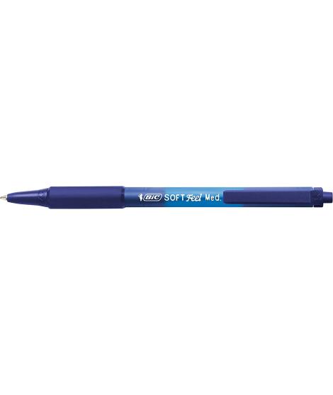 Bic Soft Feel Boligrafo Retractil - Punta Media de 1mm - Cuerpo Translucido con Grip - Color Azul