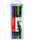 Stabilo OHPen Pack de 4 Rotuladores Permanentes - Punta Fina - Trazo de 0.7mm - Agarre Antideslizante - Tapon Ventilado - Colore