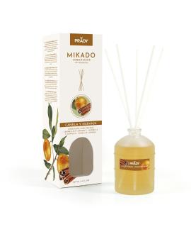 Prady Ambientador Mikado Canela y Naranja - Frasco de Cristal 100ml y Varitas Difusoras