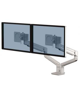 Fellowes Tallo Brazo para Monitor Doble - Brazo giratorio de 270º - Sistema con Muelle de Gas - Hasta 9kg - Color Plata