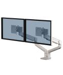 Fellowes Tallo Brazo para Monitor Doble - Brazo giratorio de 270º - Sistema con Muelle de Gas - Hasta 9kg - Color Plata